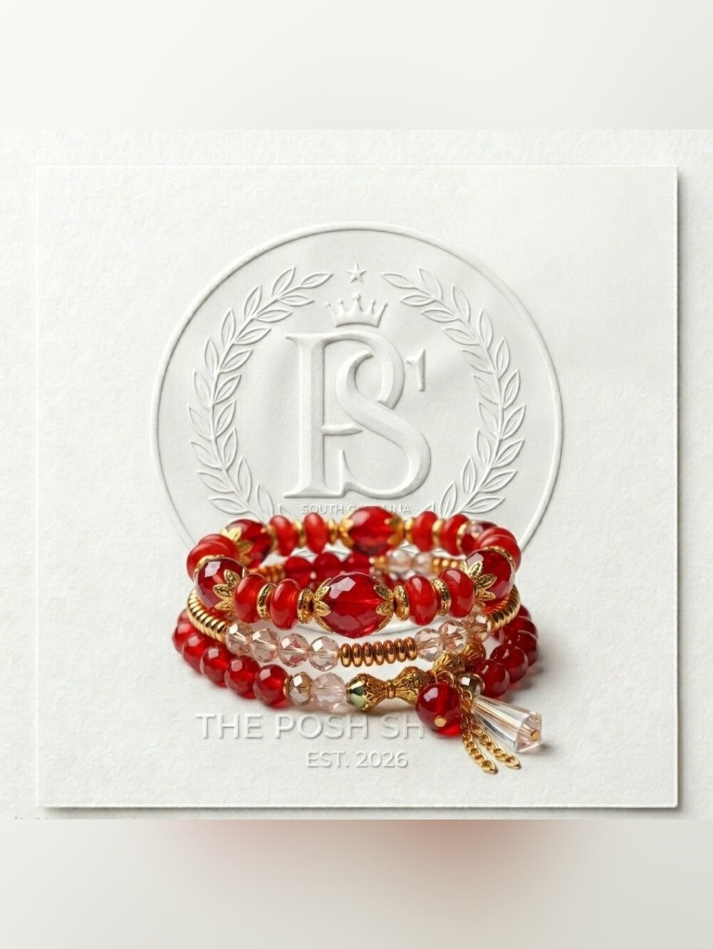 ✨ Venetian Red & Champagne Gold Artisan Stack – $17 ✨